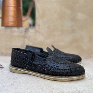 Black Leather Men's Huaraches